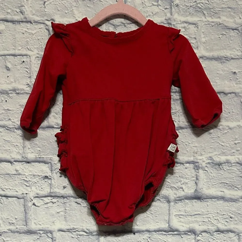 Ruffle Butts red baby one piece snap dress Size 6-12 months Rufflebutts